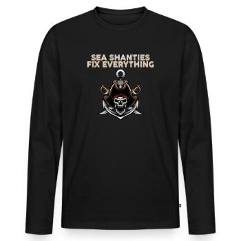 marin meme bateau pirate navigation océanique - T-shirt manches longues Premium bio Homme - noir - Devant - Nico (187cm)