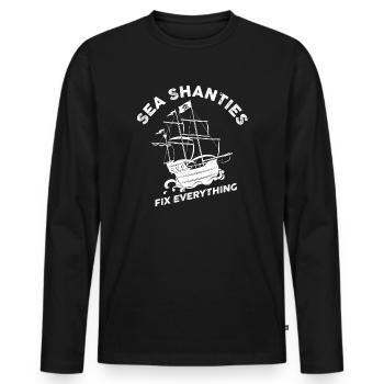marin meme bateau pirate navigation océanique - T-shirt manches longues Premium bio Homme - noir - Devant - Nico (187cm)