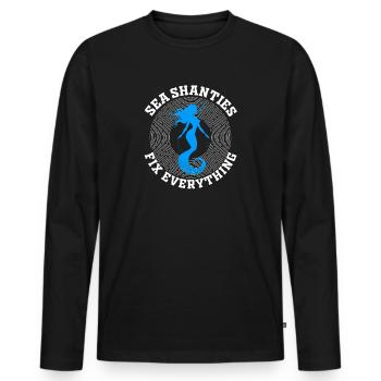 marin meme bateau pirate navigation océanique - T-shirt manches longues Premium bio Homme - noir - Devant - Nico (187cm)