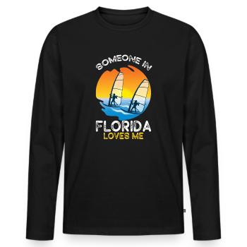 Jemand in Florida liebt mich - Männer Premium Bio Langarmshirt - Schwarz - Vorne - Nico (187cm)