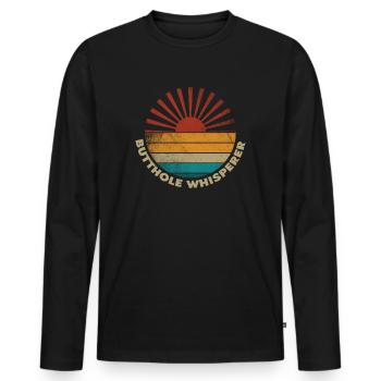 Butthole Whisperer - Men's Premium Organic Long Sleeve Shirt - black - Front - Nico (187cm)