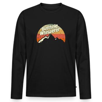 Butthole Whisperer - Men's Premium Organic Long Sleeve Shirt - black - Front - Nico (187cm)