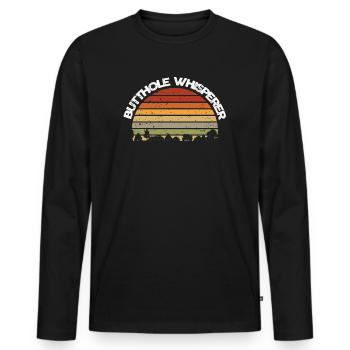 Butthole Whisperer - Men's Premium Organic Long Sleeve Shirt - black - Front - Nico (187cm)