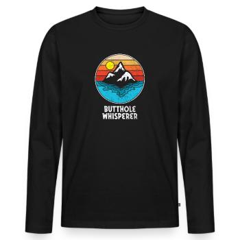 Butthole Whisperer - Men's Premium Organic Long Sleeve Shirt - black - Front - Nico (187cm)