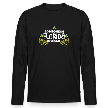 Jemand in Florida liebt mich - Männer Premium Bio Langarmshirt - Schwarz - Vorne - Nico (187cm)