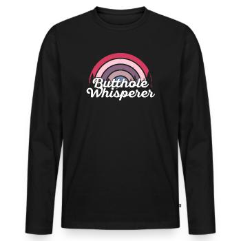 Butthole Whisperer - Men's Premium Organic Long Sleeve Shirt - black - Front - Nico (187cm)