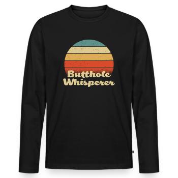 Butthole Whisperer - Men's Premium Organic Long Sleeve Shirt - black - Front - Nico (187cm)
