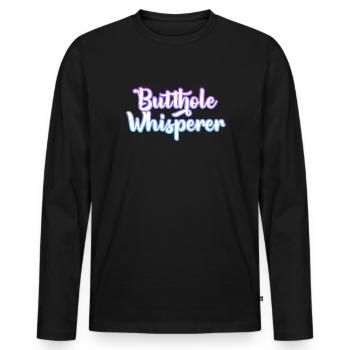 Butthole Whisperer - Men's Premium Organic Long Sleeve Shirt - black - Front - Nico (187cm)