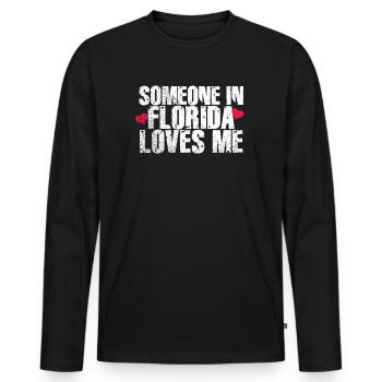 Jemand in Florida liebt mich - Männer Premium Bio Langarmshirt - Schwarz - Vorne - Nico (187cm)