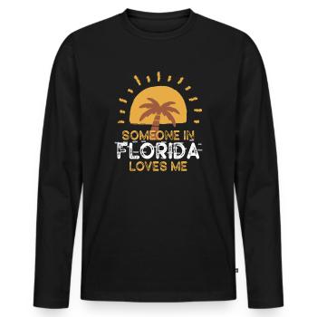 Jemand in Florida liebt mich - Männer Premium Bio Langarmshirt - Schwarz - Vorne - Nico (187cm)