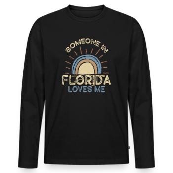 Jemand in Florida liebt mich - Männer Premium Bio Langarmshirt - Schwarz - Vorne - Nico (187cm)