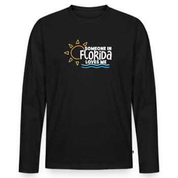 Jemand in Florida liebt mich - Männer Premium Bio Langarmshirt - Schwarz - Vorne - Nico (187cm)