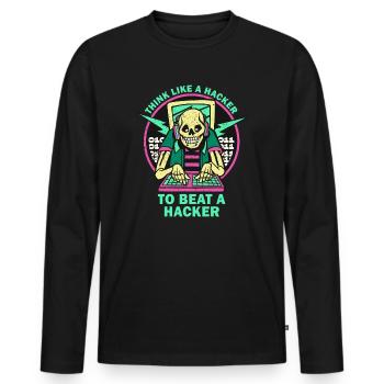 Cybersicherheitsexpertise von ethischen Hackern - Männer Premium Bio Langarmshirt - Schwarz - Vorne - Nico (187cm)