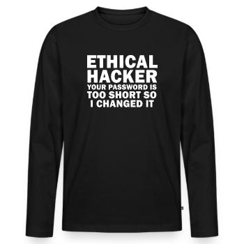 Cybersicherheitsexpertise von ethischen Hackern - Männer Premium Bio Langarmshirt - Schwarz - Vorne - Nico (187cm)