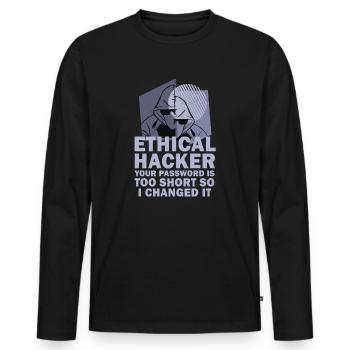 Cybersicherheitsexpertise von ethischen Hackern - Männer Premium Bio Langarmshirt - Schwarz - Vorne - Nico (187cm)