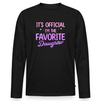 C’est officiel Je suis la fille préférée - T-shirt manches longues Premium bio Homme - noir - Devant - Nico (187cm)