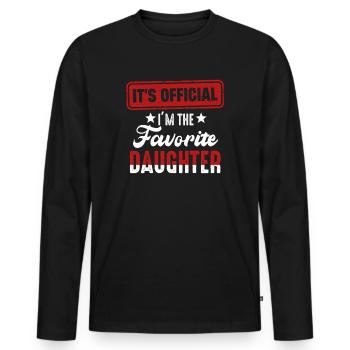 C’est officiel Je suis la fille préférée - T-shirt manches longues Premium bio Homme - noir - Devant - Nico (187cm)