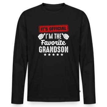 C’est officiel Je suis le petit-fils préféré - T-shirt manches longues Premium bio Homme - noir - Devant - Nico (187cm)