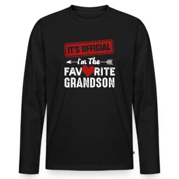 C’est officiel Je suis le petit-fils préféré - T-shirt manches longues Premium bio Homme - noir - Devant - Nico (187cm)