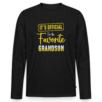 C’est officiel Je suis le petit-fils préféré - T-shirt manches longues Premium bio Homme - noir - Devant - Nico (187cm)