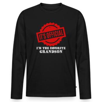 C’est officiel Je suis le petit-fils préféré - T-shirt manches longues Premium bio Homme - noir - Devant - Nico (187cm)