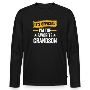 C’est officiel Je suis le petit-fils préféré - T-shirt manches longues Premium bio Homme - noir - Devant - Nico (187cm)