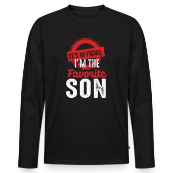 C’est officiel Je suis le fils préféré - T-shirt manches longues Premium bio Homme - noir - Devant - Nico (187cm)