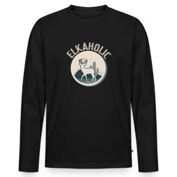 Elchjagd Elkaholische Jäger - Männer Premium Bio Langarmshirt - Schwarz - Vorne - Nico (187cm)