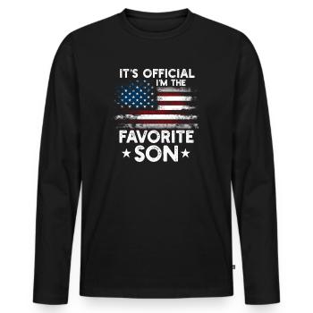 C’est officiel Je suis le fils préféré - T-shirt manches longues Premium bio Homme - noir - Devant - Nico (187cm)