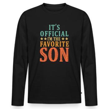 C’est officiel Je suis le fils préféré - T-shirt manches longues Premium bio Homme - noir - Devant - Nico (187cm)