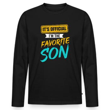 C’est officiel Je suis le fils préféré - T-shirt manches longues Premium bio Homme - noir - Devant - Nico (187cm)