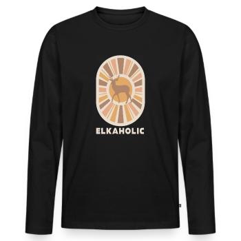 Elchjagd Elkaholische Jäger - Männer Premium Bio Langarmshirt - Schwarz - Vorne - Nico (187cm)