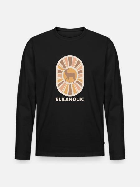 Elk Hunting Elkaholic Hunters - Men's Premium Organic Long Sleeve Shirt - black