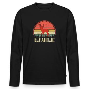 Elchjagd Elkaholische Jäger - Männer Premium Bio Langarmshirt - Schwarz - Vorne - Nico (187cm)