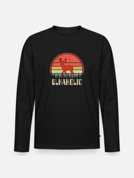 Elchjagd Elkaholische Jäger - Männer Premium Bio Langarmshirt - Schwarz