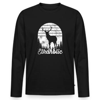 Elchjagd Elkaholische Jäger - Männer Premium Bio Langarmshirt - Schwarz - Vorne - Nico (187cm)