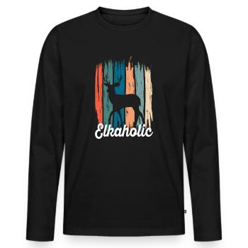 Elchjagd Elkaholische Jäger - Männer Premium Bio Langarmshirt - Schwarz - Vorne - Nico (187cm)