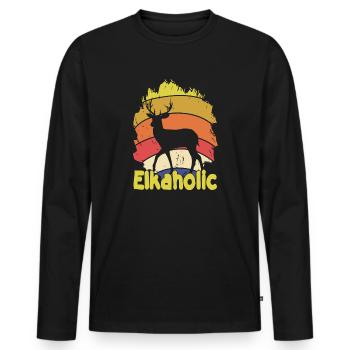 Elchjagd Elkaholische Jäger - Männer Premium Bio Langarmshirt - Schwarz - Vorne - Nico (187cm)