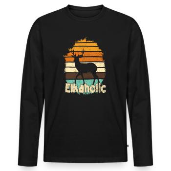 Elchjagd Elkaholische Jäger - Männer Premium Bio Langarmshirt - Schwarz - Vorne - Nico (187cm)