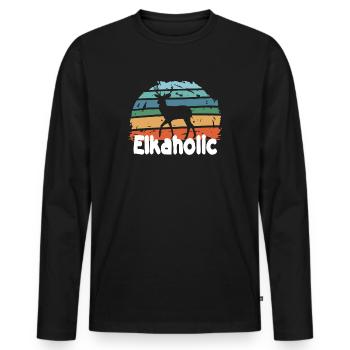 Elchjagd Elkaholische Jäger - Männer Premium Bio Langarmshirt - Schwarz - Vorne - Nico (187cm)