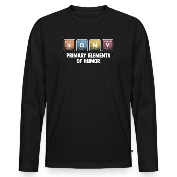Éléments primaires de l’humour Science Ironie - T-shirt manches longues Premium bio Homme - noir - Devant - Nico (187cm)