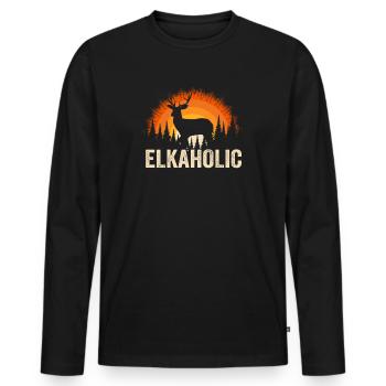 Elchjagd Elkaholische Jäger - Männer Premium Bio Langarmshirt - Schwarz - Vorne - Nico (187cm)
