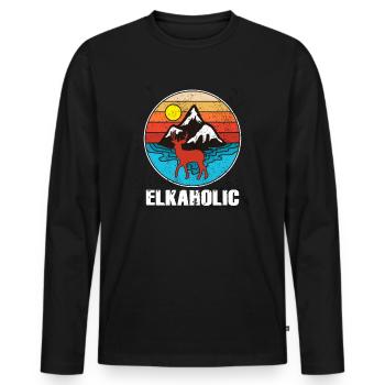 Elchjagd Elkaholische Jäger - Männer Premium Bio Langarmshirt - Schwarz - Vorne - Nico (187cm)