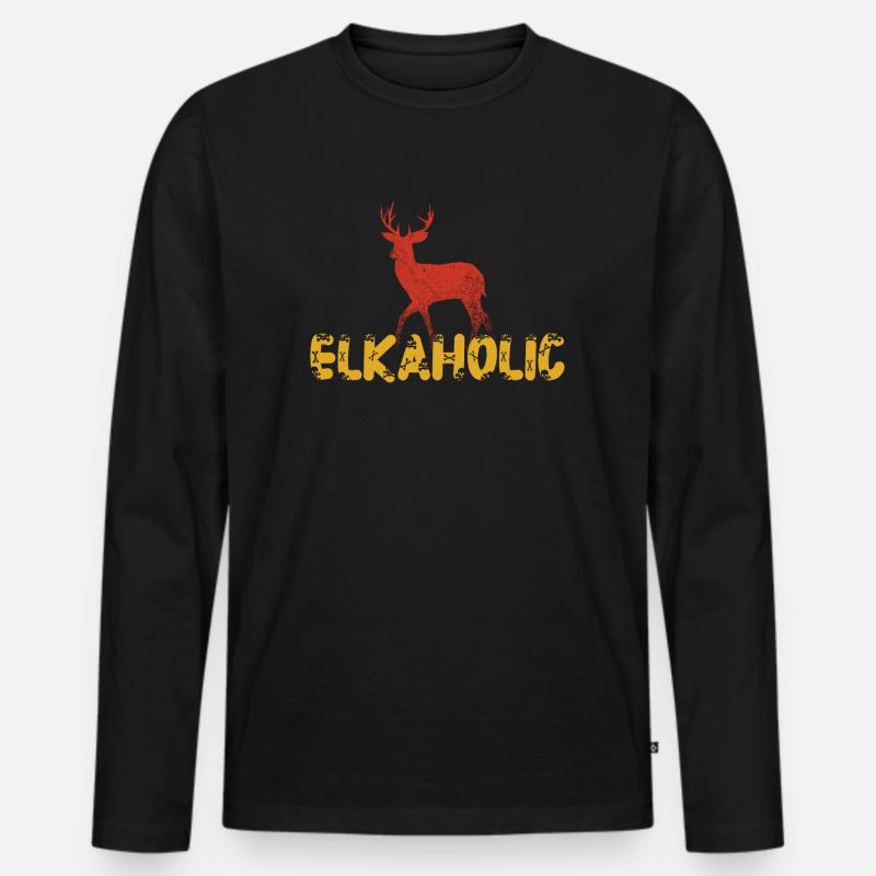 Elchjagd Elkaholische Jäger - Männer Premium Bio Langarmshirt - Schwarz