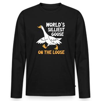 Die dümmste Gans der Welt auf freiem Fuß - Männer Premium Bio Langarmshirt - Schwarz - Vorne - Nico (187cm)