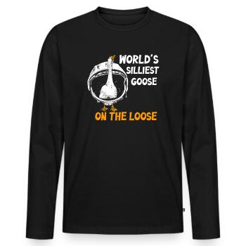 Worlds Silliest Goose On The Loose - Men's Premium Organic Long Sleeve Shirt - black - Front - Nico (187cm)