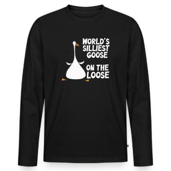Die dümmste Gans der Welt auf freiem Fuß - Männer Premium Bio Langarmshirt - Schwarz - Vorne - Nico (187cm)