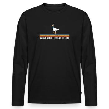 Worlds Silliest Goose On The Loose - Men's Premium Organic Long Sleeve Shirt - black - Front - Nico (187cm)
