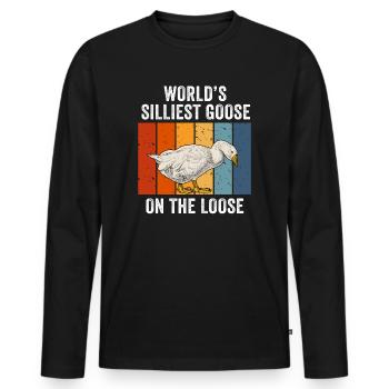 Worlds Silliest Goose On The Loose - Men's Premium Organic Long Sleeve Shirt - black - Front - Nico (187cm)
