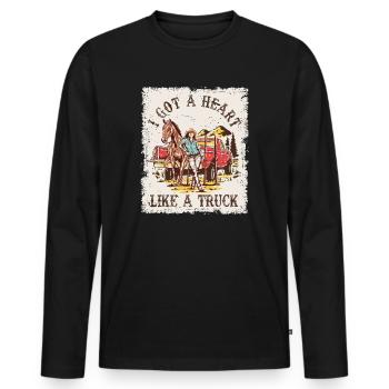 Ich habe ein Herz wie ein Truck - Männer Premium Bio Langarmshirt - Schwarz - Vorne - Nico (187cm)
